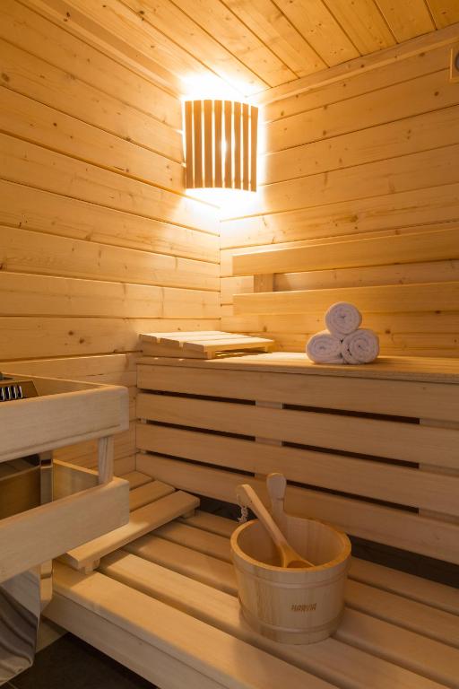 a wooden sauna with a light on top of it at Hôtel 96 in Marseille