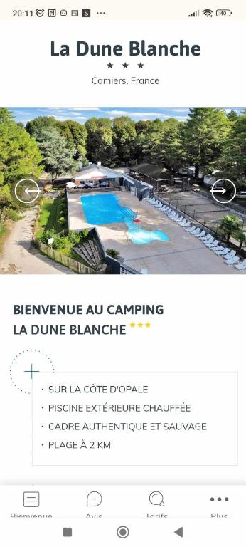 Capture d'écran du site web de la dung blanche dans l'établissement Mobile home 6 personnes 3 chambres tout confort, à Camiers