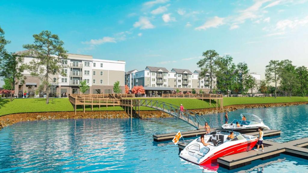 Výhled na řeku, která protéká v blízkosti apartmánu