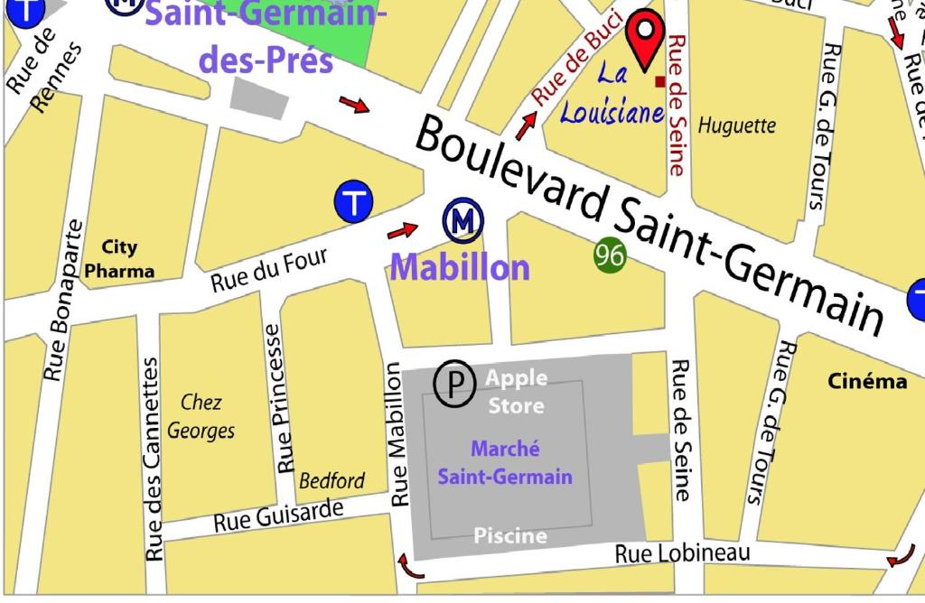 une carte de santiniainiainiainiainiainiainiainiainiainiainia dans l'établissement Hotel La Louisiane, à Paris