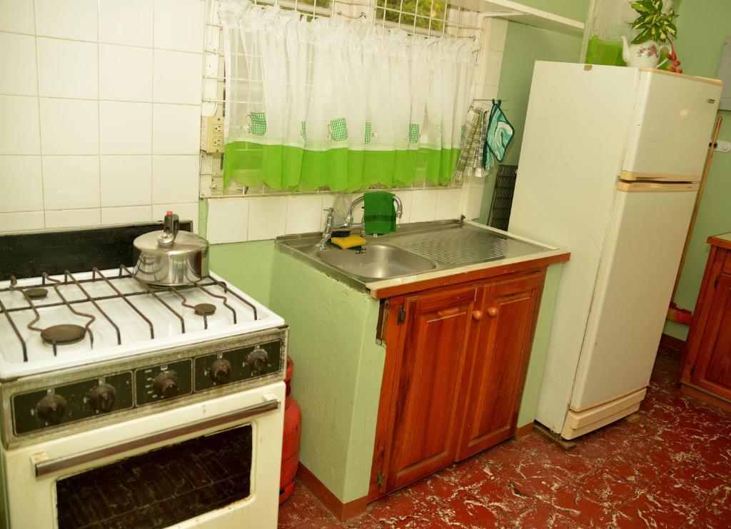 Kuchyň nebo kuchyňský kout v ubytování Cholson Chalets