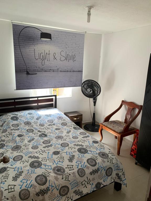 Giường trong phòng chung tại Habitación Cangrejo