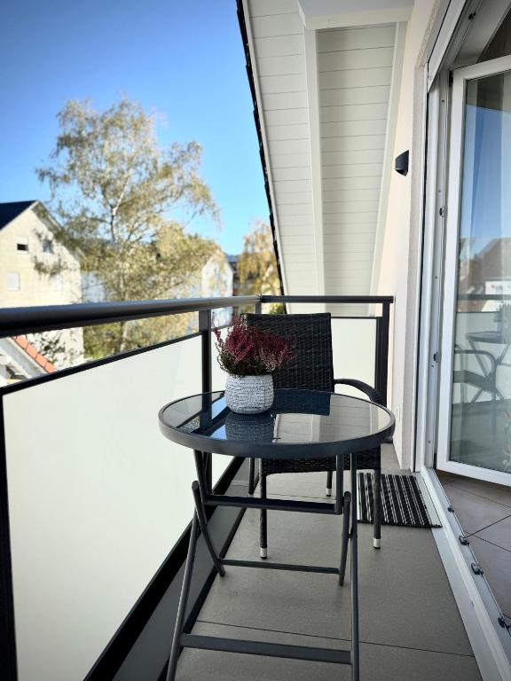 Balkón nebo terasa v ubytování Ferienwohnung Blumenfeld