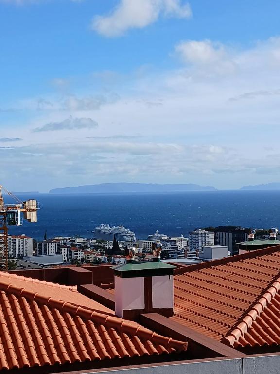a view of the ocean from the roof of a building at Precious Relaxation Rooms in Funchal in Funchal