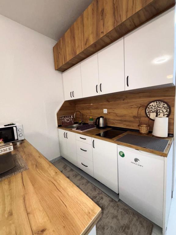 Kuchyň nebo kuchyňský kout v ubytování Alpin Apartments Vlašić
