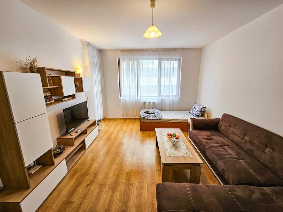 a living room with a couch and a table at Mountain Dream A8 apartment in Borovets