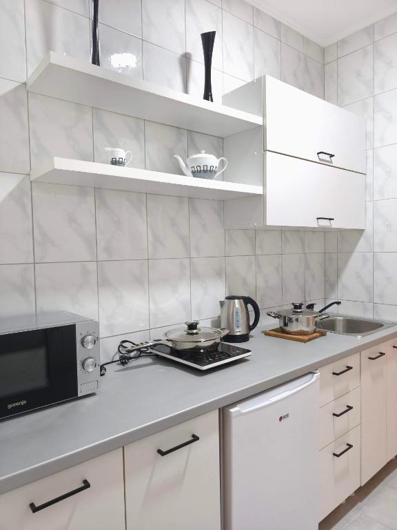 Dapur atau dapur kecil di Apartmani Trastevere Sombor