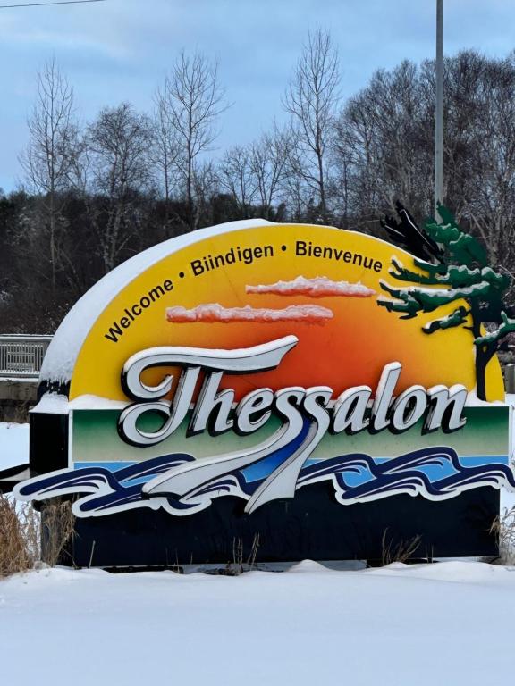 a sign for the extension in the snow at Thessalon Heritage Nook on Hghwy 17- Space Share in Thessalon