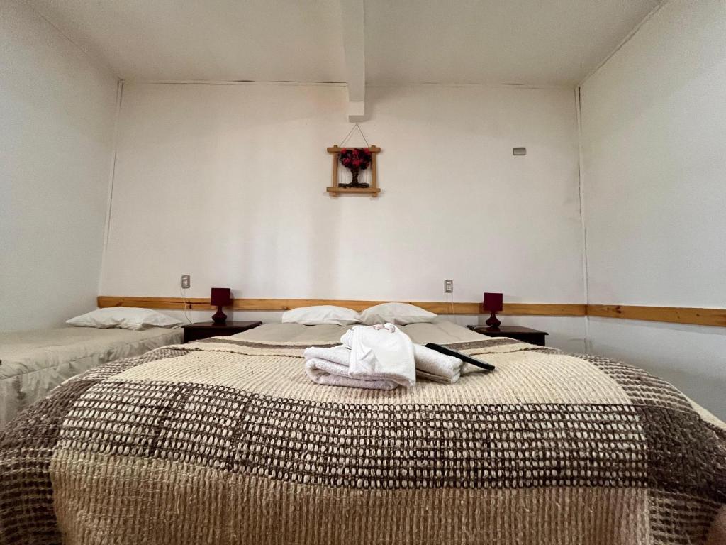 Postel nebo postele na pokoji v ubytování cabañas y hotel antiñanco