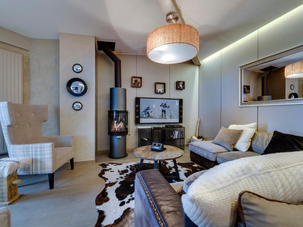 Televízia a/alebo spoločenská miestnosť v ubytovaní Appartement spacieux, 4 chambres, 8 personnes, WiFi, Tignes le Lac - FR-1-641-15