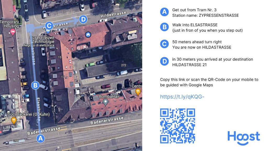 a screenshot of a google maps screenshot of a street at Hilda: Tranquillo appartamento in centro in Zürich