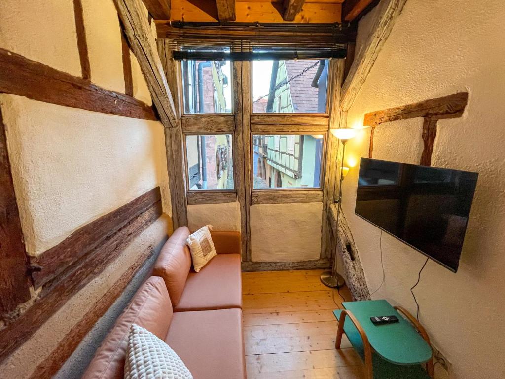 TV a/nebo společenská místnost v ubytování La Maison Bleue - Historic House in the Heart of Riquewihr