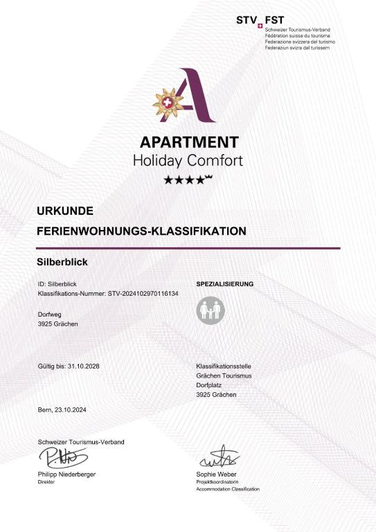 Majutusasutuses Silberblick Ferienwohnungen - aussergewöhnlich & familienfreundlich olev sertifikaat, autasu, silt või muu dokument