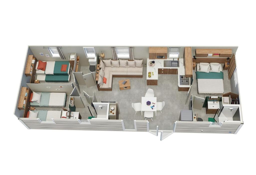 a rendering of a floor plan at GC - Confort et détente, 3 ch, 2 sdb, au calme, sur parcelle arborée in Lattes
