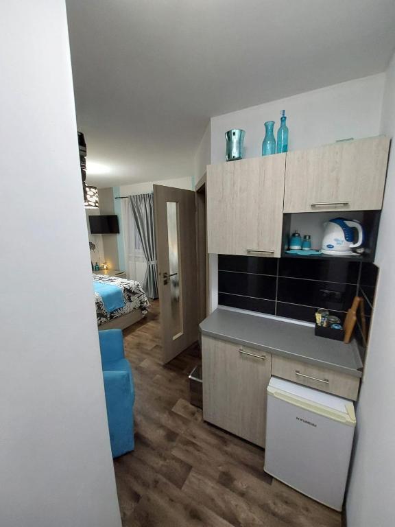 Kuchyň nebo kuchyňský kout v ubytování Apartmány Freesia