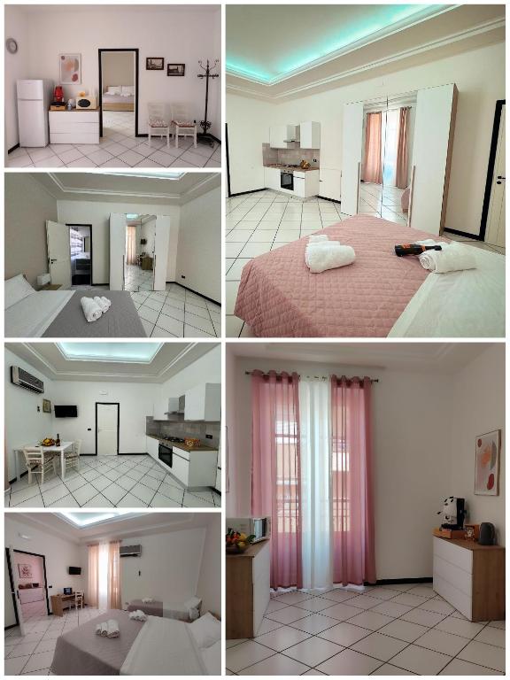 four different views of a bedroom and a room at Angolo Lamia Sicily Apartment in Partinico