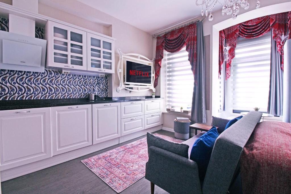 Kuchyň nebo kuchyňský kout v ubytování Excellent Apartments Galata