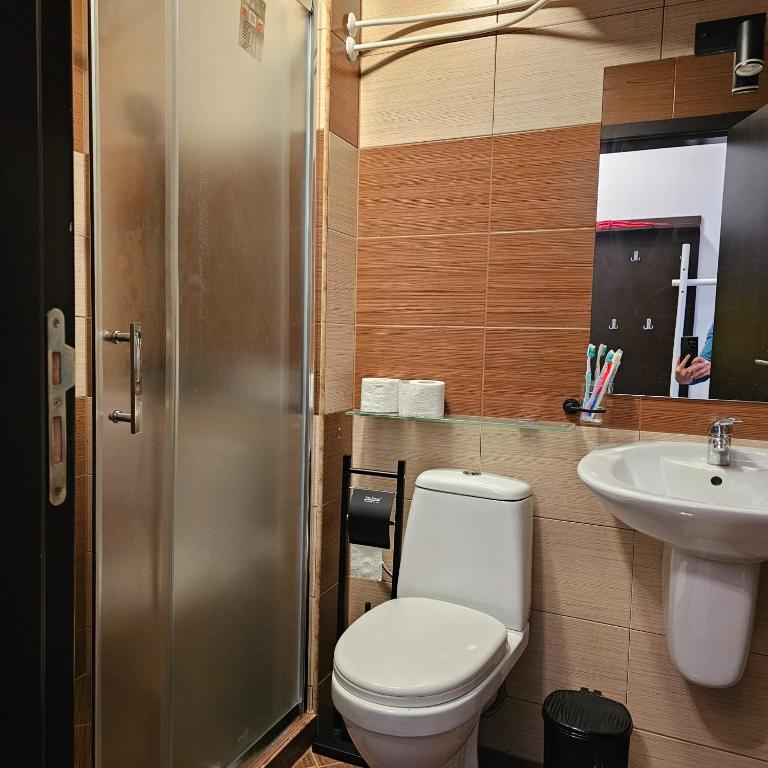 Koupelna v ubytování Green life Ski & Spa Studio