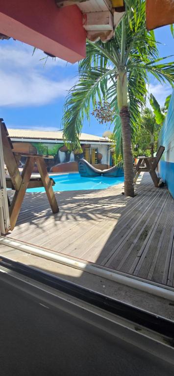 Balkón nebo terasa v ubytování Bungalow Kerma