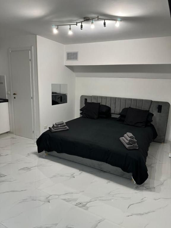 una camera da letto con un letto grande in una stanza bianca di IMPERIAL suite COLOSSEUM a Roma