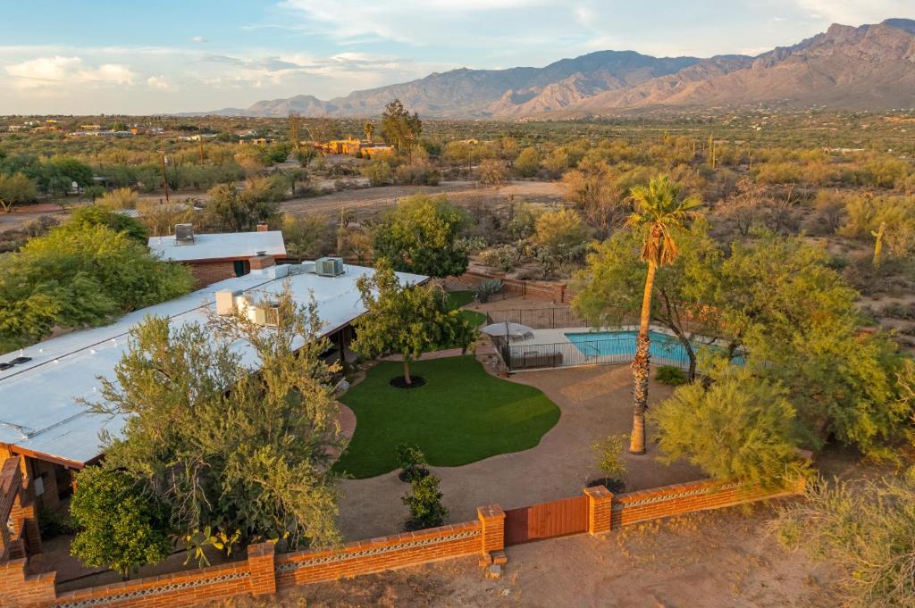 an aerial view of a house with a yard at Rancho del Plata in Tucson