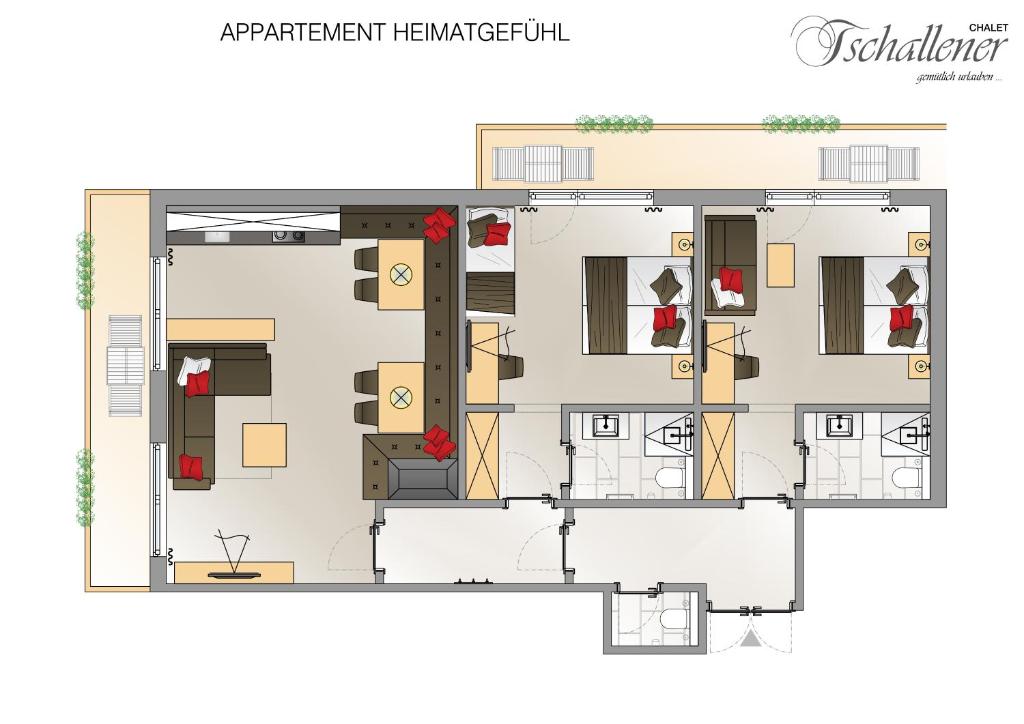 Půdorys ubytování Chalet Tschallener