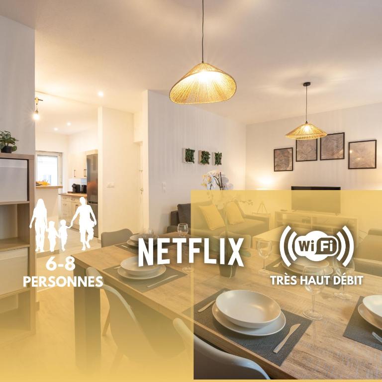 un salon et une cuisine dans l'établissement MonSéjourCosy - L'Escapade - Spacieux - Netflix, à Mulhouse