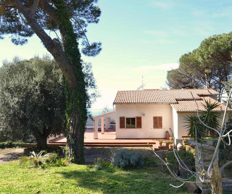 a white house with a tree in the yard at Villa Noemi in Scarlino
