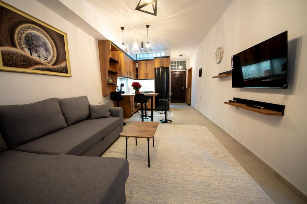 TV a/nebo společenská místnost v ubytování Aila Apartament