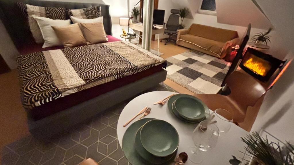 Posezení v ubytování ModerneDG-Wohnung mit Homeoffice