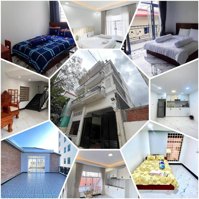 a collage of different pictures of a room at Jasminsorium in Phnom Penh