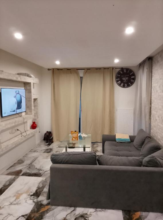 un salon avec un canapé et une télévision dans l'établissement Dream love appart, à Strasbourg