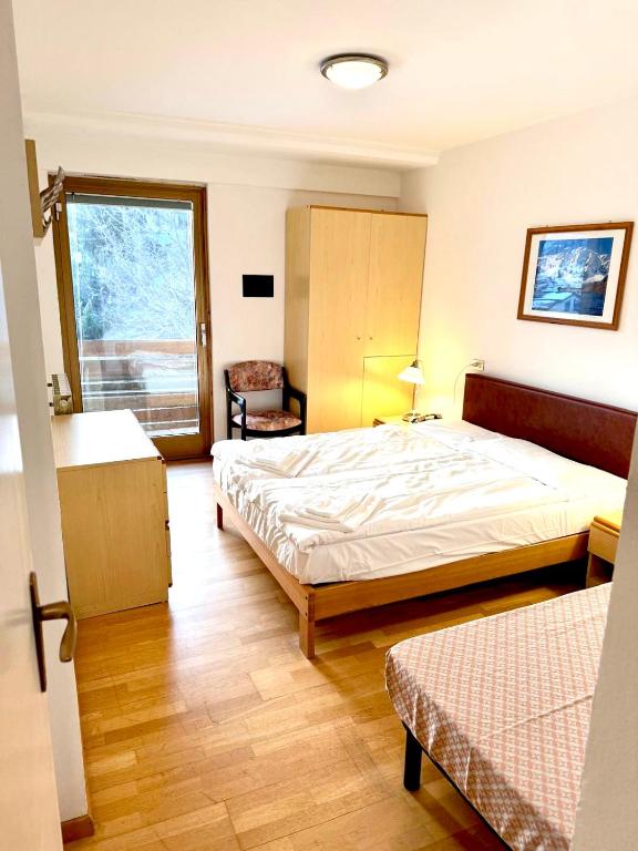 a bedroom with a large bed and a window at Top Residence Trilocale Larice in Passo del Tonale