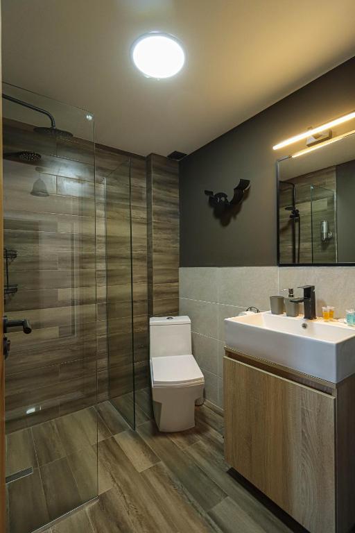 Koupelna v ubytování Stylish Studio Apartment with balcony