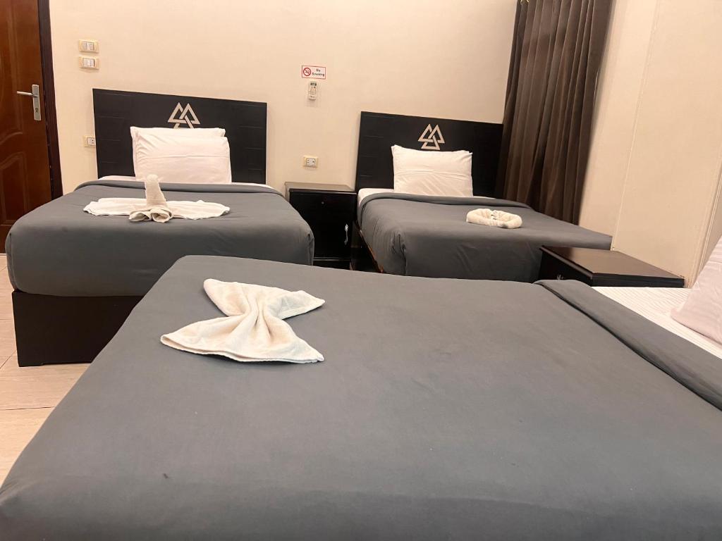 Postel nebo postele na pokoji v ubytování Magic Pyramids Hotel