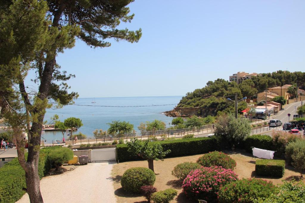 カリー・ル・ルエにあるAppartement bord de merの水辺の景色を望む公園