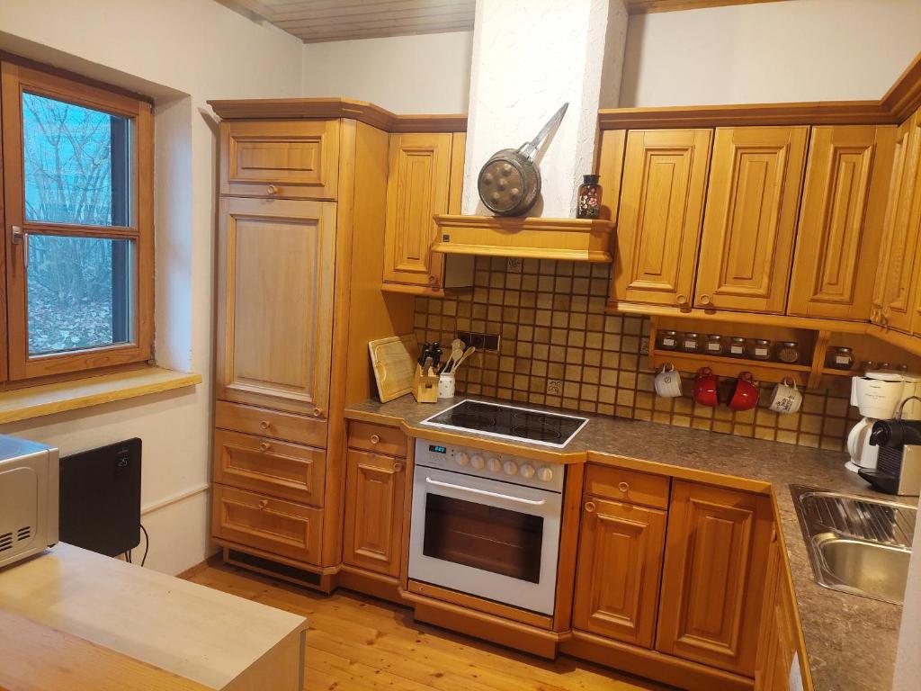 Kuchyň nebo kuchyňský kout v ubytování Ferienhaus Höfler