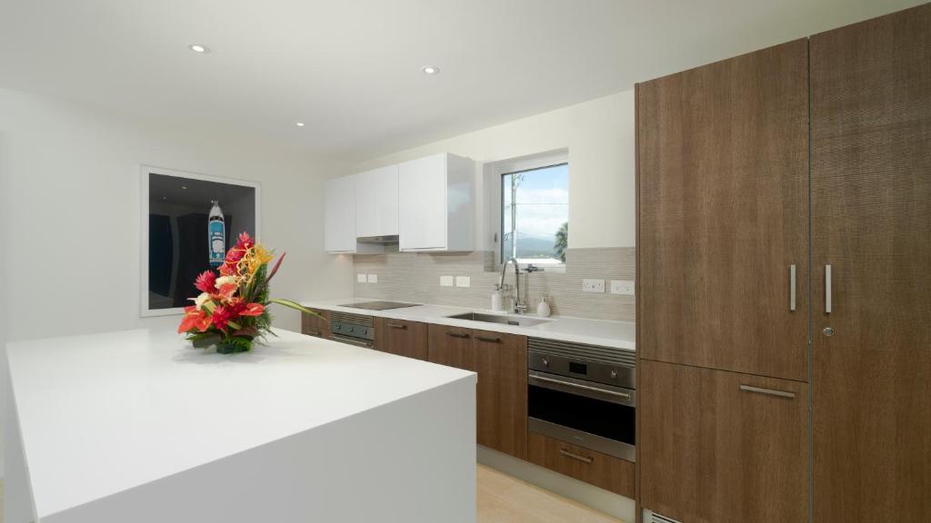 Kuchyň nebo kuchyňský kout v ubytování Amethyst Ocean View Condo