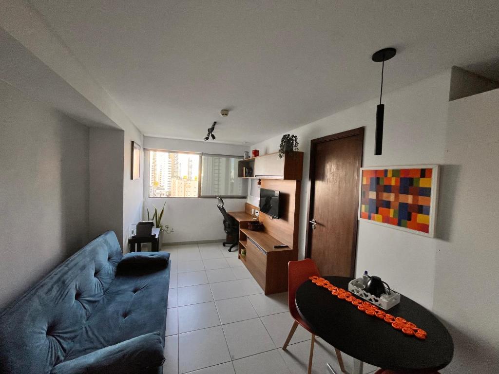 Χώρος καθιστικού στο Flat no Hotel Beach Class By HOM