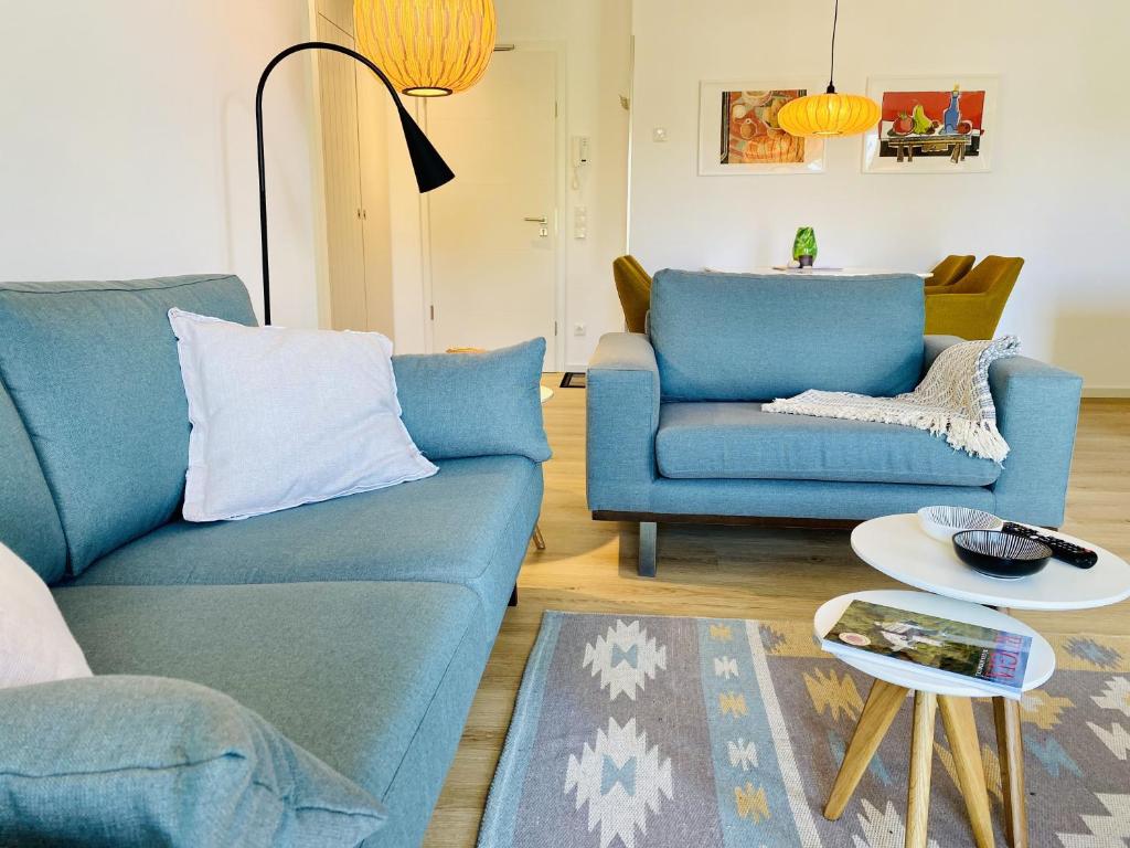 Гостиная зона в Ferienwohnung Strandkorbliebe in der Villa Düne Binz