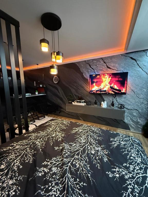 Postel nebo postele na pokoji v ubytování Elegant Black Kopaonik
