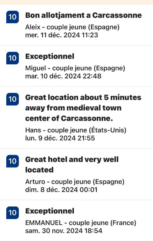 a screenshot of a cell phone with a list of commands at Demeure Saint Louis Historic manor, City 700m, parking,A C,Clim,WIFI, heated pool, city view in Carcassonne