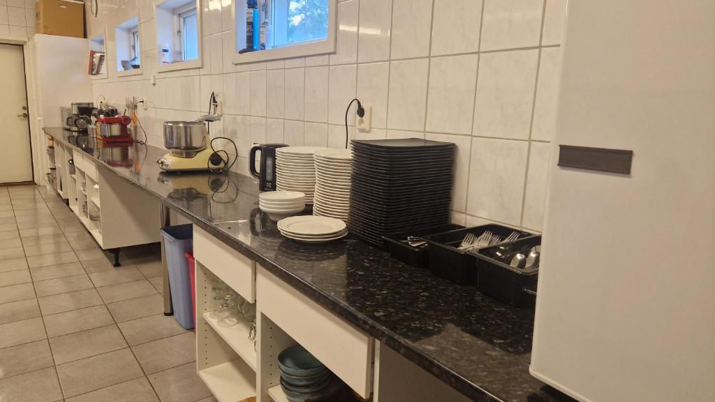 Kuchyň nebo kuchyňský kout v ubytování Hotel Dalhem