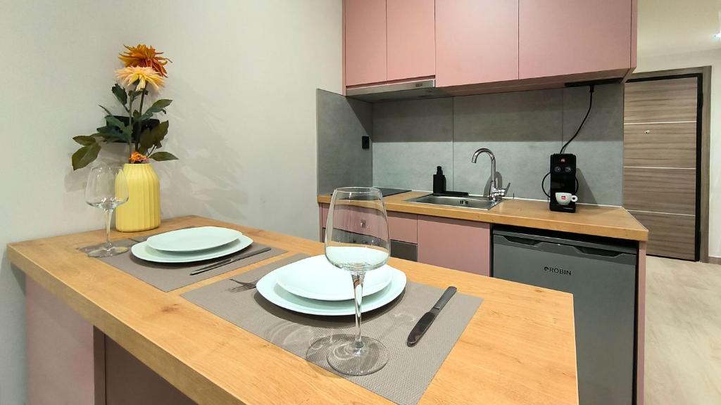 Kuchyň nebo kuchyňský kout v ubytování Dk Luxury Studio Xanthi