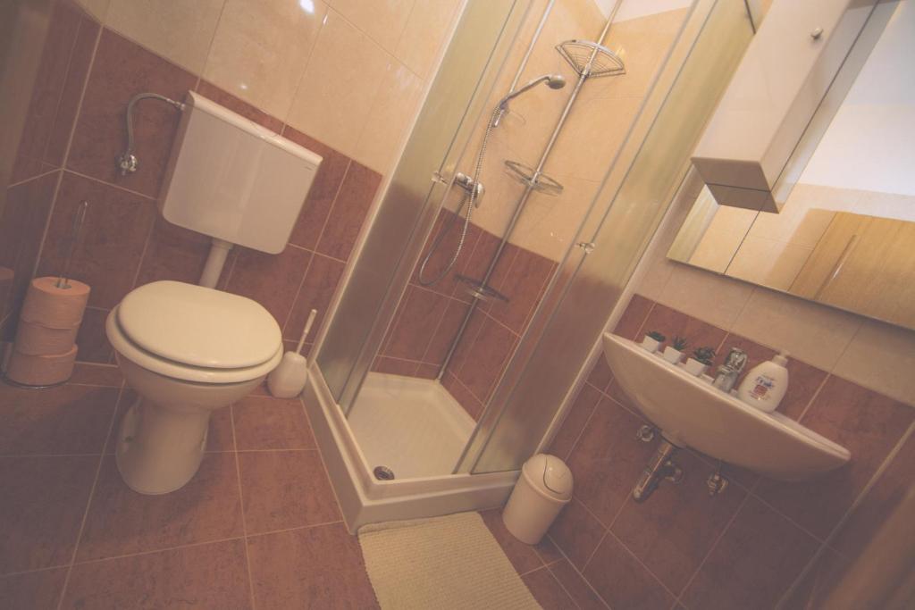 Koupelna v ubytování Apartments Meri