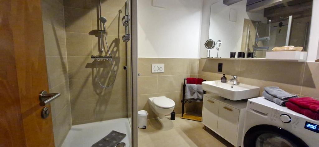Koupelna v ubytování Ferienappartements im Speicherwerk