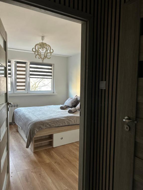 Łóżko lub łóżka w pokoju w obiekcie Apartament Wieluńska