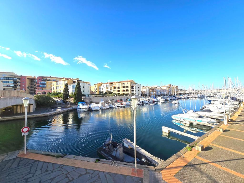 a group of boats docked in a marina at Appartement spacieux 6 couchages in Cap d'Agde