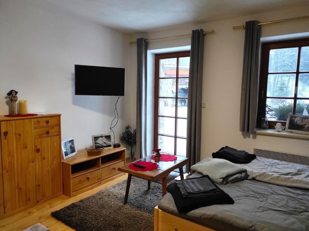 TV a/nebo společenská místnost v ubytování Apartmány Říčky III.