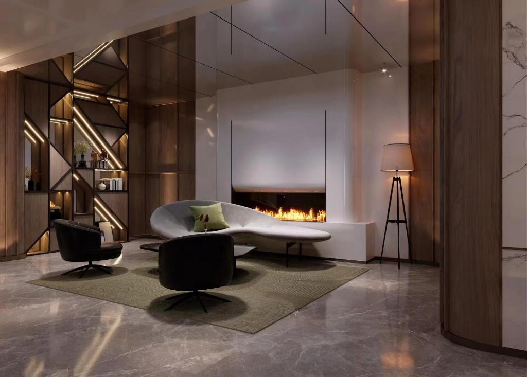 A seating area at Lanzhou Xiguan Cross Zhongshan Bridge Yifei Hotel